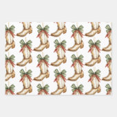Westerne Kerst Rode Cowboy Cowgirl Boot Inpakpapier Vel (Voorkant)