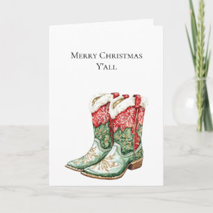 Westerne Kerst Rode Cowboy Cowgirl Laarzen Kaart