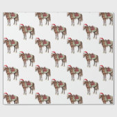Westerne Kerst Rode Cowboy Cowgirl Paard Cadeaupapier (Vlak)