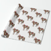 Westerne Kerst Rode Cowboy Cowgirl Paard Cadeaupapier (Uitgerold)