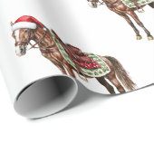Westerne Kerst Rode Cowboy Cowgirl Paard Cadeaupapier (Rol Hoek)
