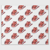 Westerne Kerst Rode Cowboy Cowgirl Pet Cadeaupapier (Vlak)