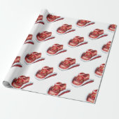 Westerne Kerst Rode Cowboy Cowgirl Pet Cadeaupapier (Uitgerold)