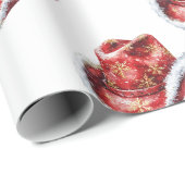 Westerne Kerst Rode Cowboy Cowgirl Pet Cadeaupapier (Rol Hoek)