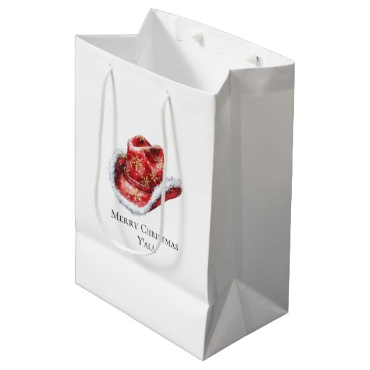 Westerne Kerst Rode Cowboy Cowgirl Pet Medium Cadeauzakje (Voorkant Gekanteld)