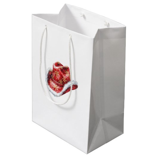 Westerne Kerst Rode Cowboy Cowgirl Pet Medium Cadeauzakje (Achterkant Gekanteld)