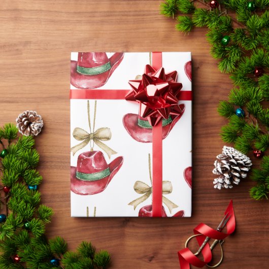 Westerne Kerst Rode Cowboy Cowgirl Petten Cadeaupapier (Feestdagen Geschenken)