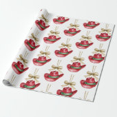 Westerne Kerst Rode Cowboy Cowgirl Petten Cadeaupapier (Uitgerold)