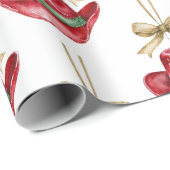 Westerne Kerst Rode Cowboy Cowgirl Petten Cadeaupapier (Rol Hoek)