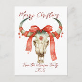 Westerne kerst rode lint vee schedel vakantie briefkaart (Voorkant)