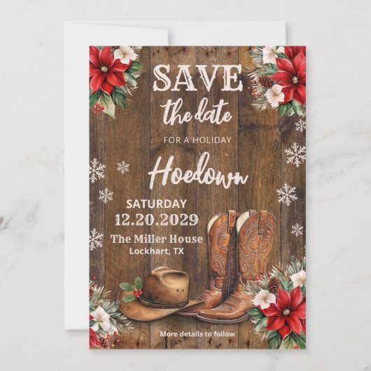 Westerne kerst Save the Date, Xmas Cowboy Kaart (Voorkant)