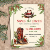 Westerne kerst, vakantie hoedown, cowboyfeest save the date