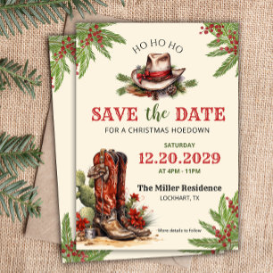 Westerne kerst, vakantie hoedown, cowboyfeest save the date