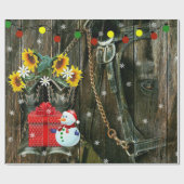 Westerne kerstbeker die de Snowman en het Paard va Cadeaupapier (Vlak)