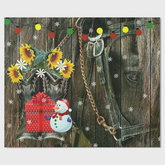 Westerne kerstbeker die de Snowman en het Paard va Cadeaupapier (Vlak)