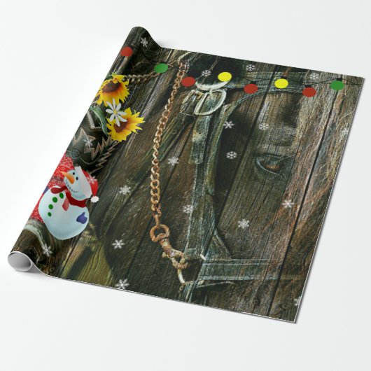 Westerne kerstbeker die de Snowman en het Paard va Cadeaupapier (Uitgerold)
