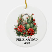 Westerne kerstcactus keramisch ornament (Voorkant)