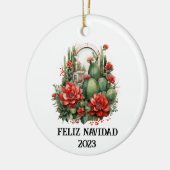 Westerne kerstcactus keramisch ornament (Links)