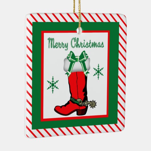 Westerne kerstcowboy-boot keramisch ornament (Rechts)