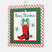 Westerne kerstcowboy-boot keramisch ornament (Links)