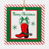 Westerne kerstcowboy-boot keramisch ornament (Achterkant)