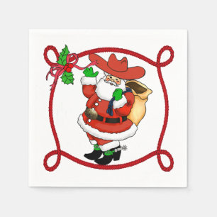 Westerne kerstcowboy kerstman met Rope Border Servetten