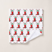 Westerne kerstcowboy met snoeprietjes bad handdoek (Wasdoekje)