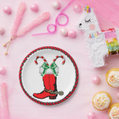 Westerne kerstcowboy met snoeprietjes papieren bordje (Feest)