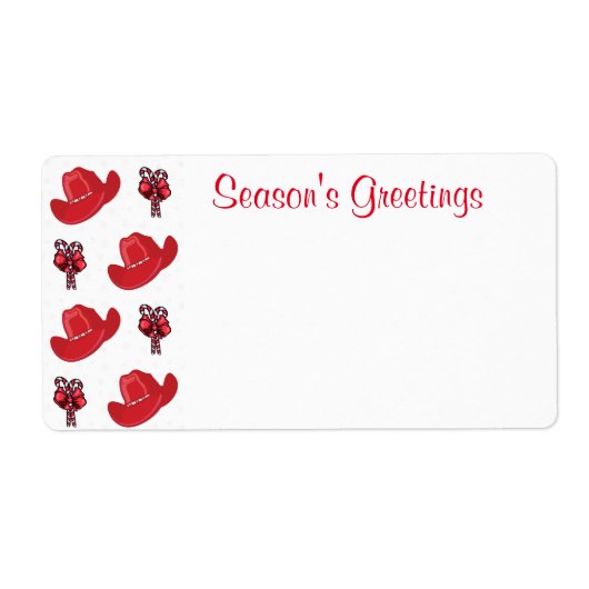 Westerne kerstcowboy-Petten en snoeprietjes Etiket (Voorkant)