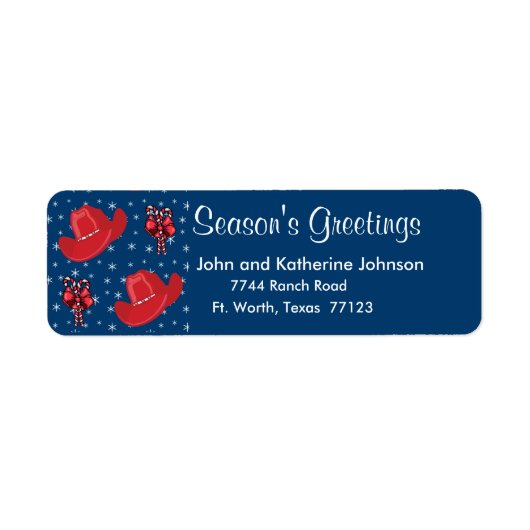 Westerne kerstcowboy-Petten en snoeprietjes Etiket (Voorkant)