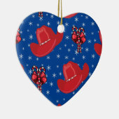 Westerne kerstcowboy-Petten en snoeprietjes Keramisch Ornament (Rechts)