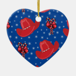 Westerne kerstcowboy-Petten en snoeprietjes Keramisch Ornament