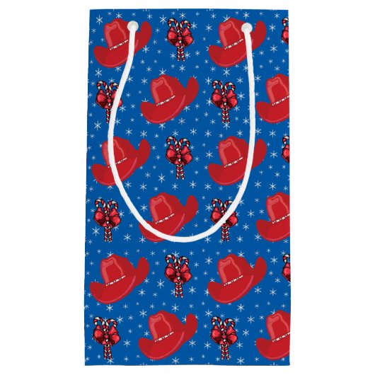 Westerne kerstcowboy-Petten en snoeprietjes Klein Cadeauzakje (Voorkant)