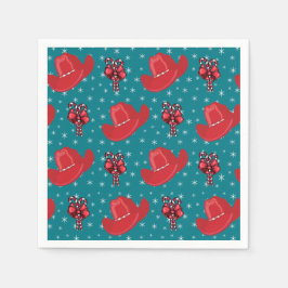 Westerne kerstcowboy-Petten en snoeprietjes Servetten