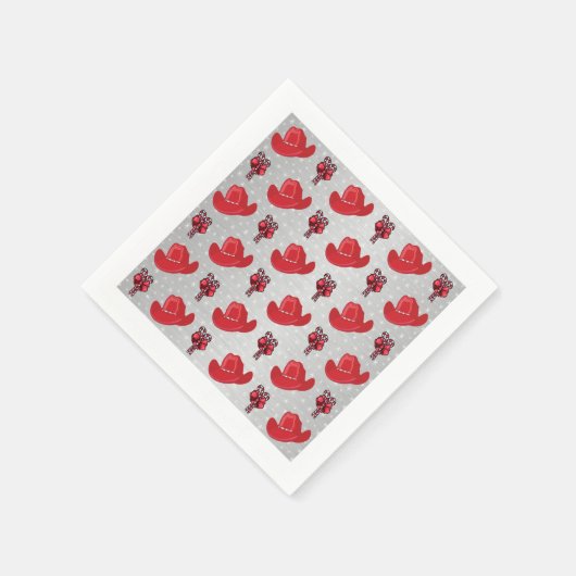 Westerne kerstcowboy-Petten en snoeprietjes Servetten (Hoek)