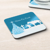 Westerne kerstcowboy Praating Winter Snow Scene Drankjes Onderzetter (Linkerzijde)