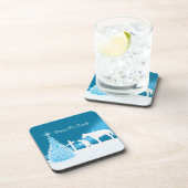 Westerne kerstcowboy Praating Winter Snow Scene Drankjes Onderzetter (Rechterzijde)