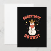 Westerne kerstcowboy Snowman Merry Xmas Groovy Kaart (Voorkant / Achterkant)