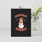 Westerne kerstcowboy Snowman Merry Xmas Groovy Kaart (Staand voorkant)