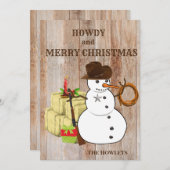 Westerne kerstfeestdag met cowboy Snowman Feestdagenkaart (Voorkant / Achterkant)