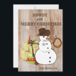 Westerne kerstfeestdag met cowboy Snowman Feestdagenkaart<br><div class="desc">Dit ontwerp werd gecreeerd door digitale kunst. Het kan op het gebied worden gepersonaliseerd dat door de foto en/of de tekst te veranderen wordt verstrekt. Of het kan worden aangepast door de klik te kiezen om de andere optie aan te passen en de kleur op de achtergrond te verwijderen of...</div>