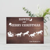 Westerne kerstfeestdag voor cowboy Santa Sled Hors Feestdagenkaart (Staand voorkant)
