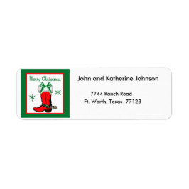 Westerne kerstfeestkerst met cowboy etiket