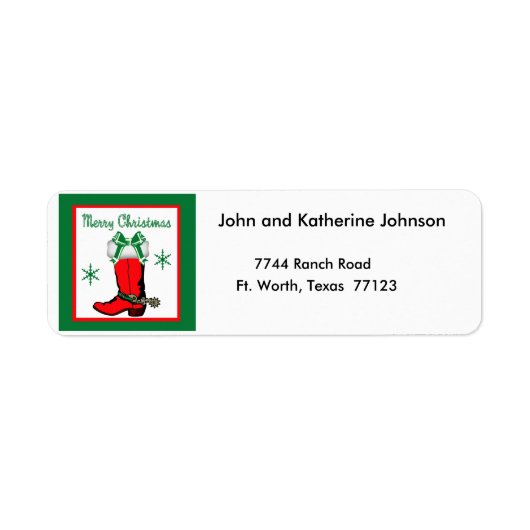 Westerne kerstfeestkerst met cowboy etiket (Voorkant)