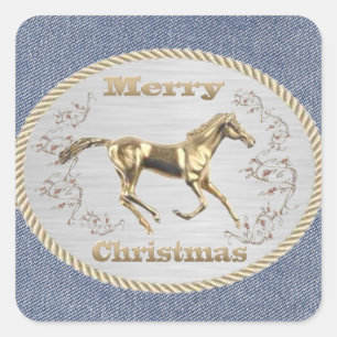 Westerne kerstgordel Buckle Merry kerst Vierkante Sticker