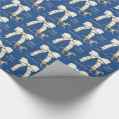 Westerne kerstgouden paardjes en boog cadeaupapier (Hoek)