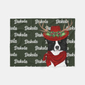 Westerne kerstgrenscollie met de naam Dog Fleece Deken (Voorkant (Horizontaal))