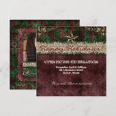 Westerne kerstkaart met  fotokaart Damask Star Kaart (Voorkant / Achterkant)