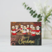 Westerne kerstkerstkerstkerstman Cowboy Mrs Claus Feestdagenkaart (Staand voorkant)