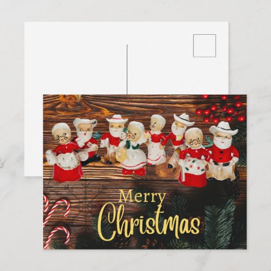 Westerne kerstkerstkerstkerstman Cowboy Mrs Claus Feestdagenkaart (Voorkant / Achterkant)